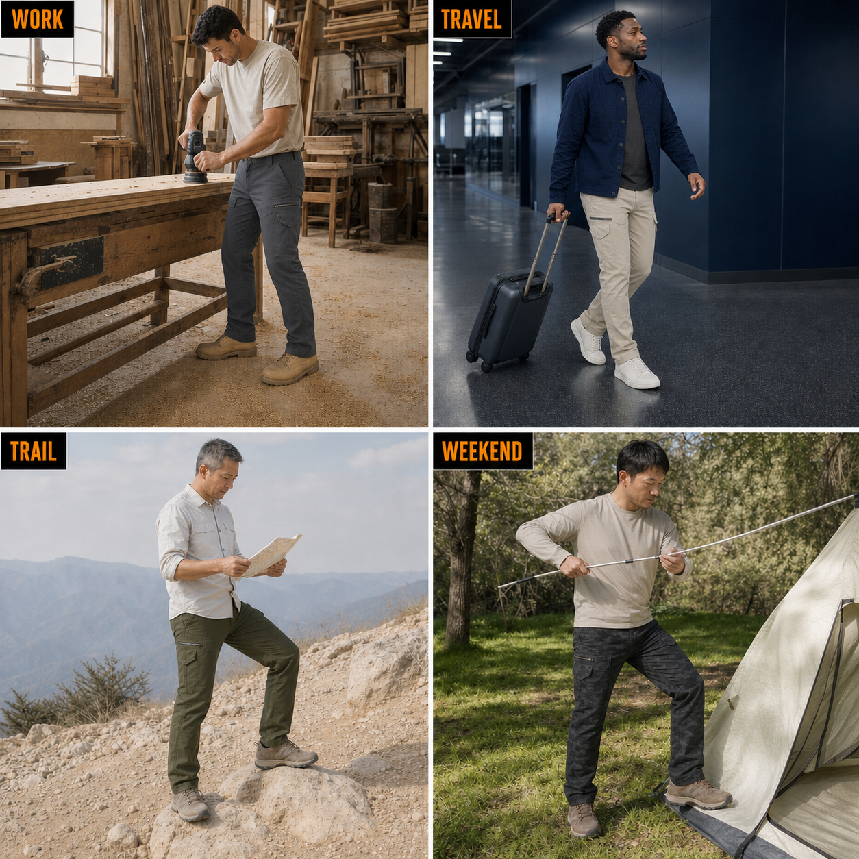 Men's cargo pants for work travel trail and weekend routines