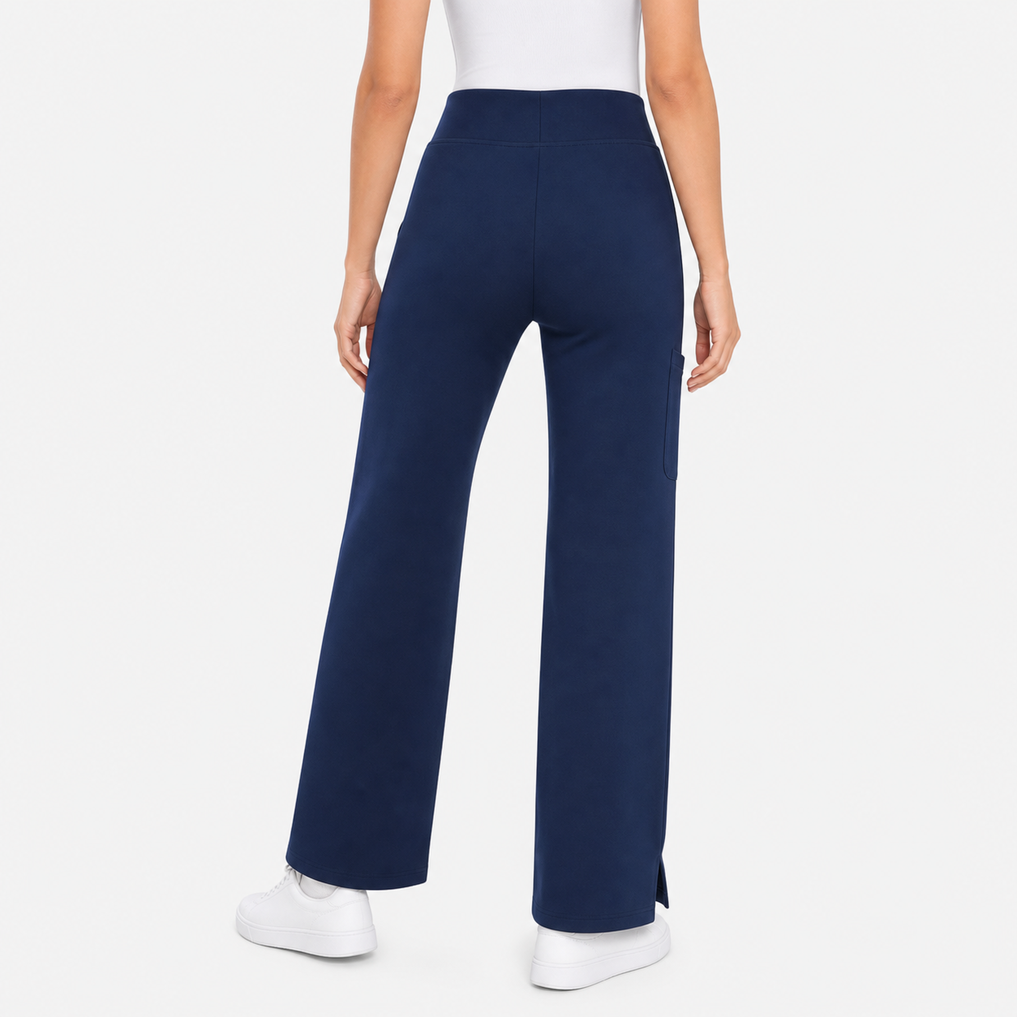 Back view wide leg pants