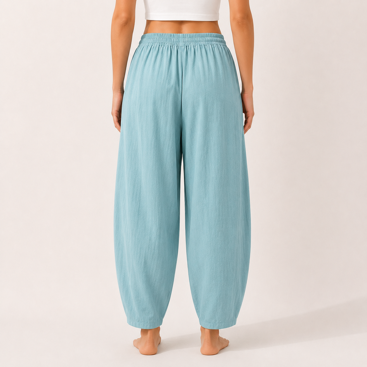 Linen blend wide leg palazzo pants back view