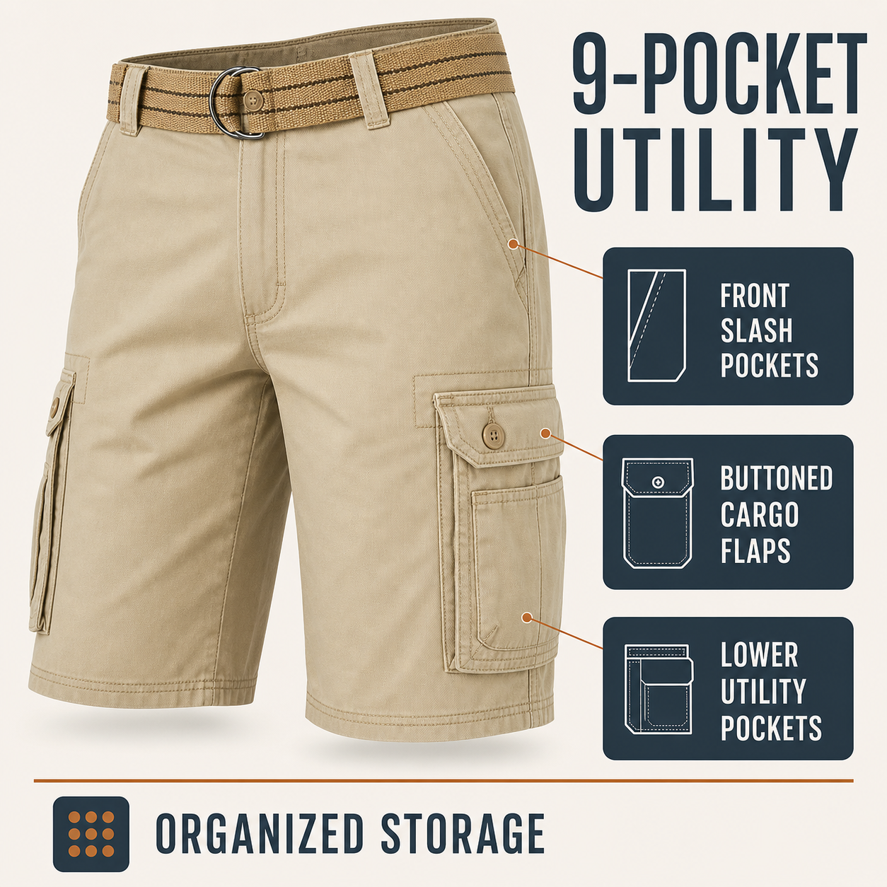 Nine-pocket organization detail