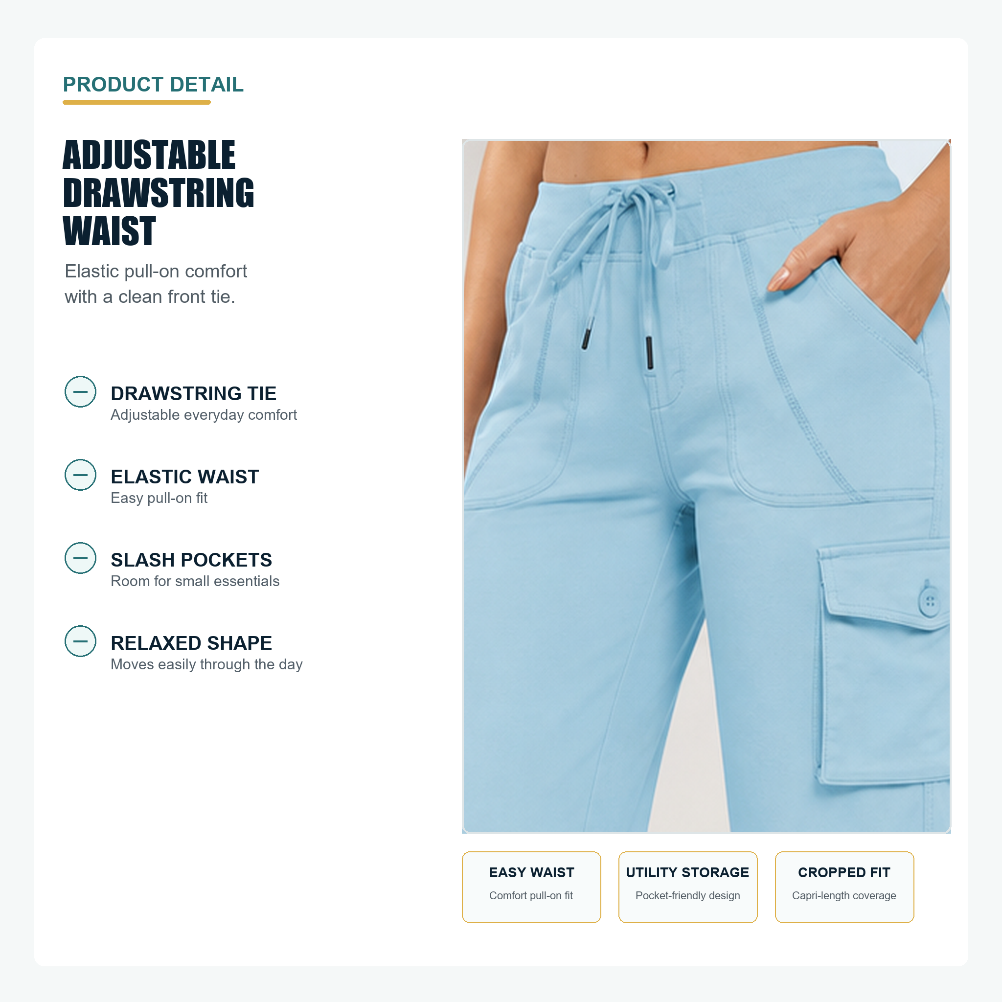 Adjustable drawstring waist detail