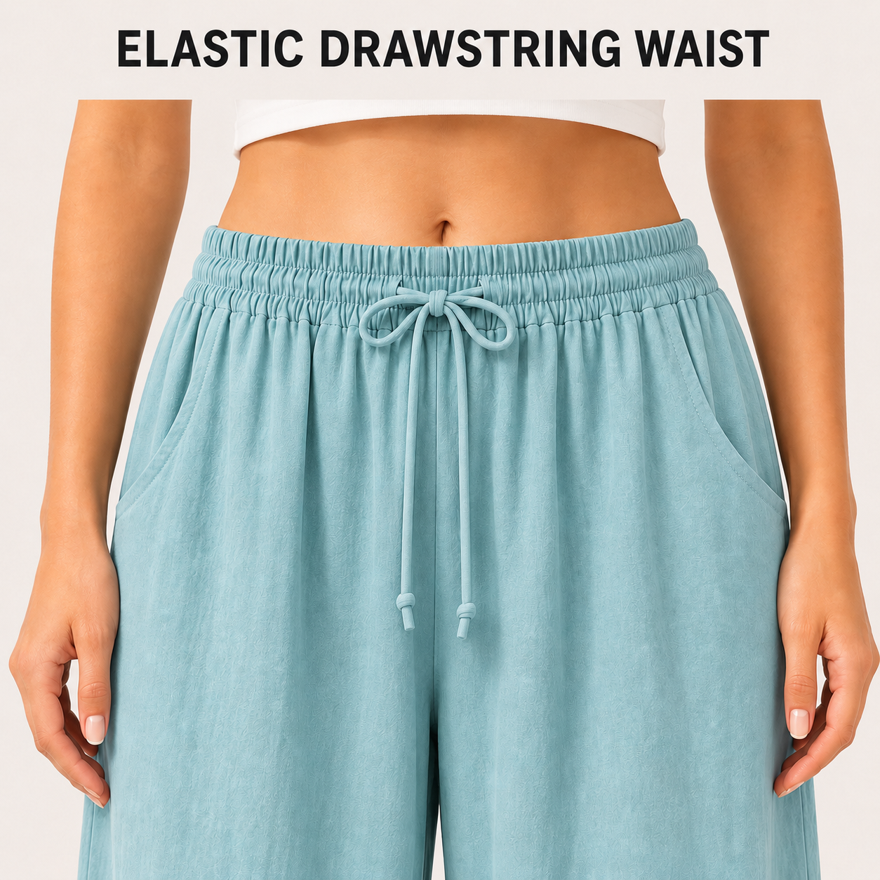Elastic drawstring waist detail