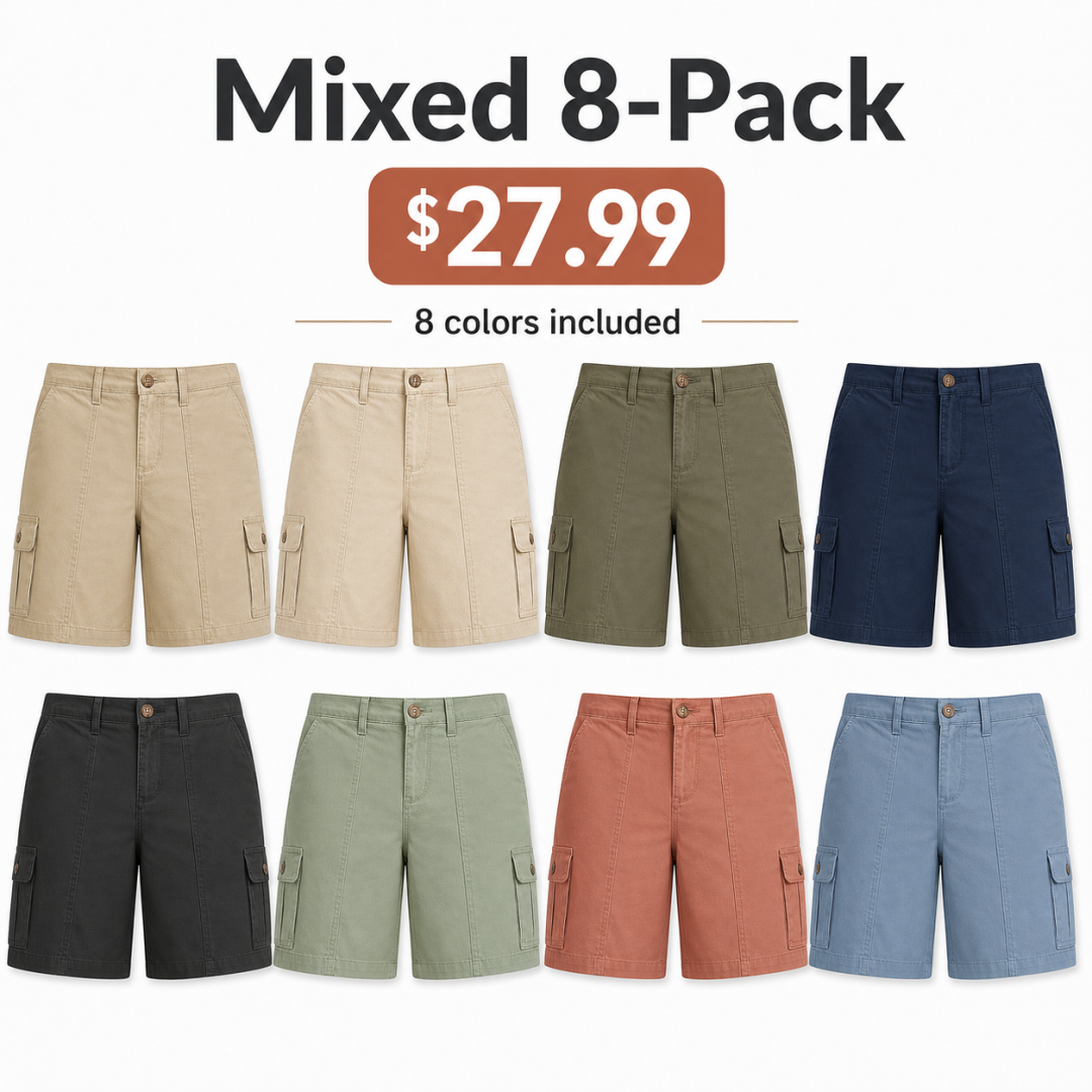 Mixed 8-Pack women's relaxed cargo shorts bundle