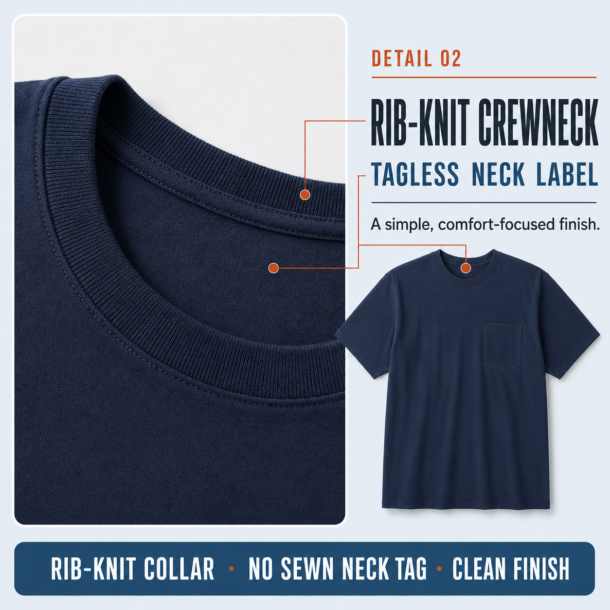 Rib-knit crewneck and tagless neck-label detail