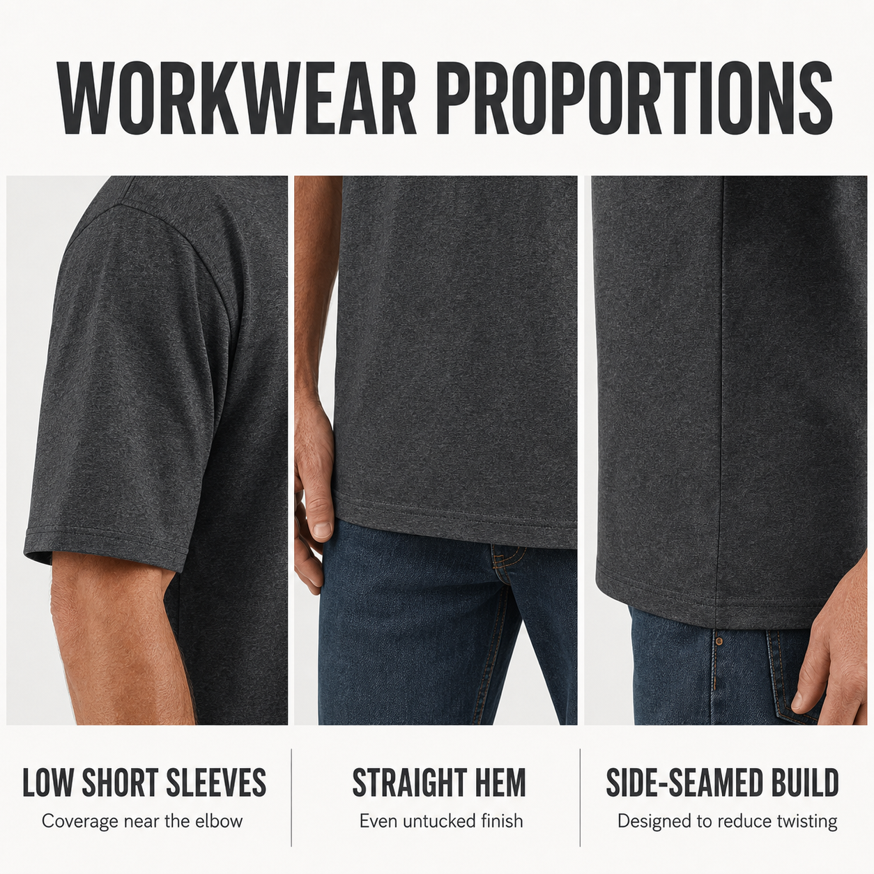 Short sleeve straight hem and side-seam Henley details