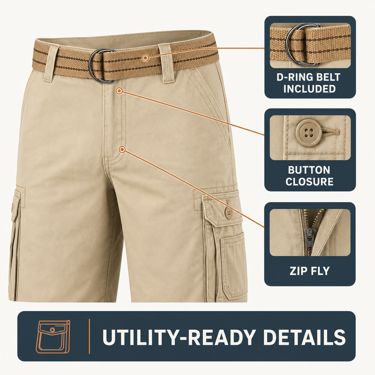 D-ring belt and zipper fly detail