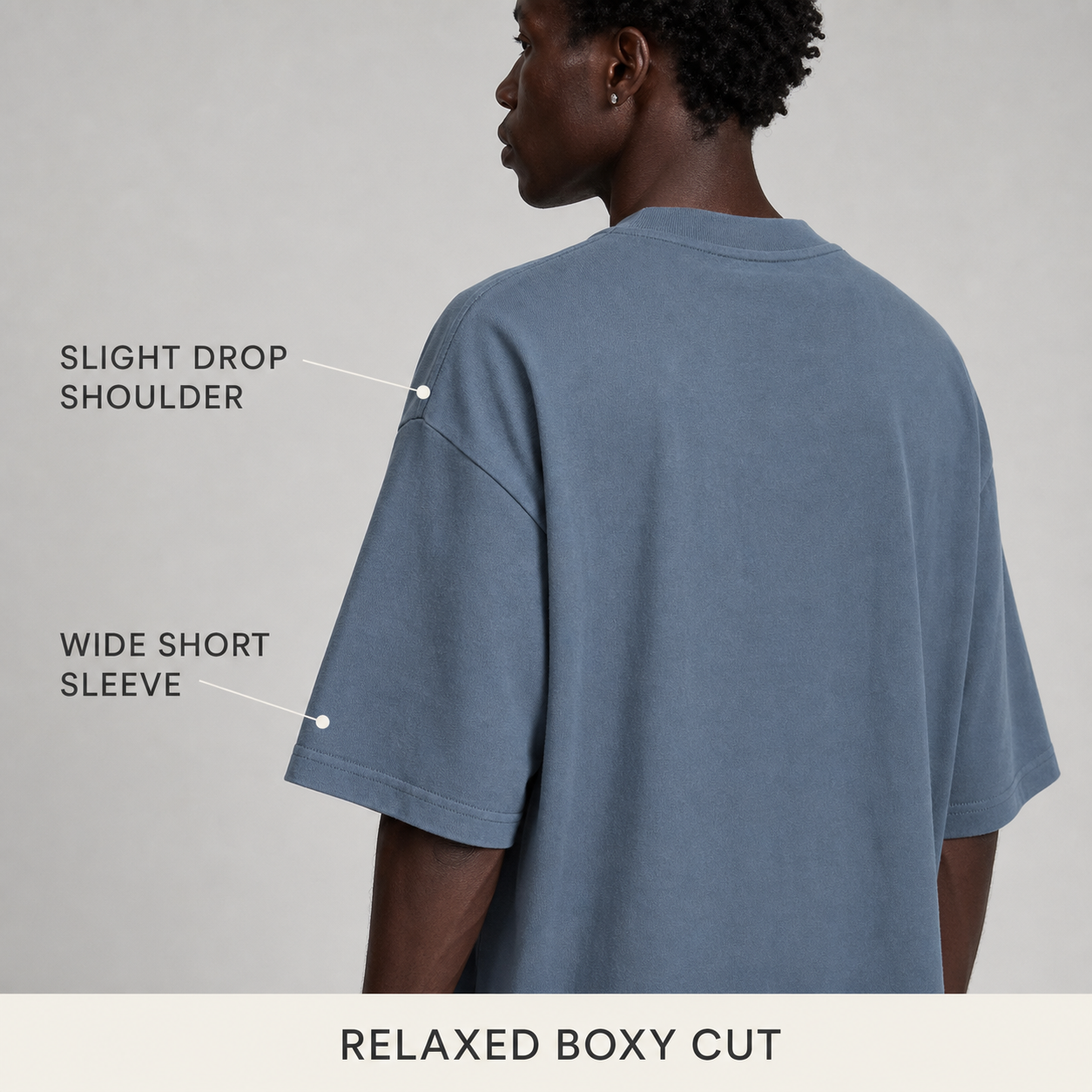 Slight dropped shoulder and wide short sleeve detail