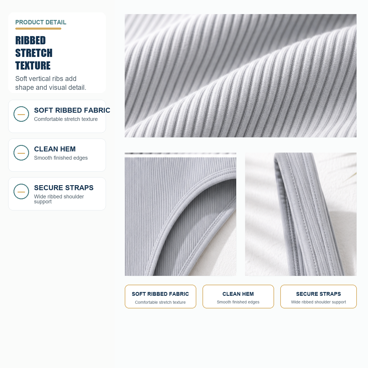 Ribbed stretch texture detail
