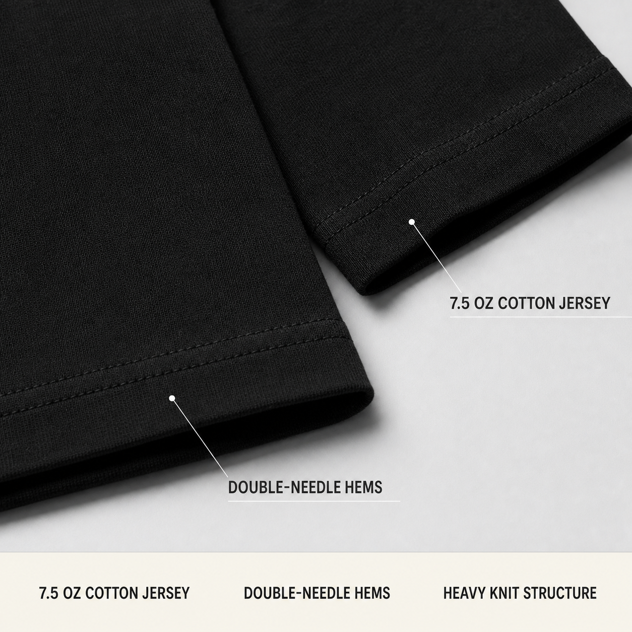 7.5 oz cotton jersey and double-needle hem detail
