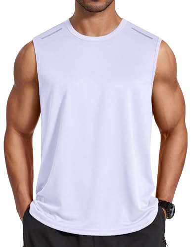 Men's quick-dry mesh workout tank top - White - XX-Large