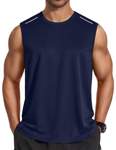 Men's quick-dry mesh workout tank top - Navy - Medium