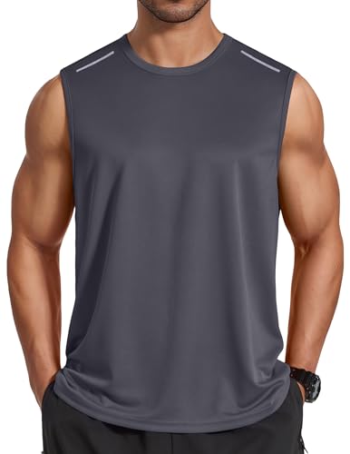 Men's quick-dry mesh workout tank top - Dark Grey - XX-Large