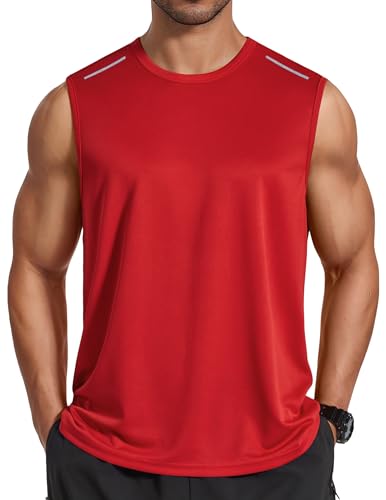 Men's quick-dry mesh workout tank top - Red - X-Large