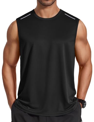 Men's quick-dry mesh workout tank top - Black - Small