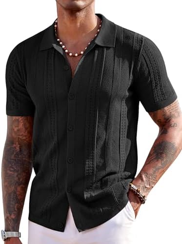 Men's textured knit button-up shirt image 11