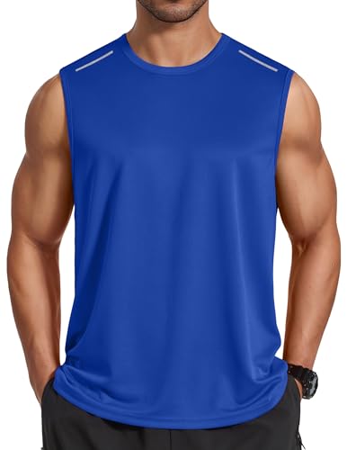 Men's quick-dry mesh workout tank top - Blue - 3X-Large