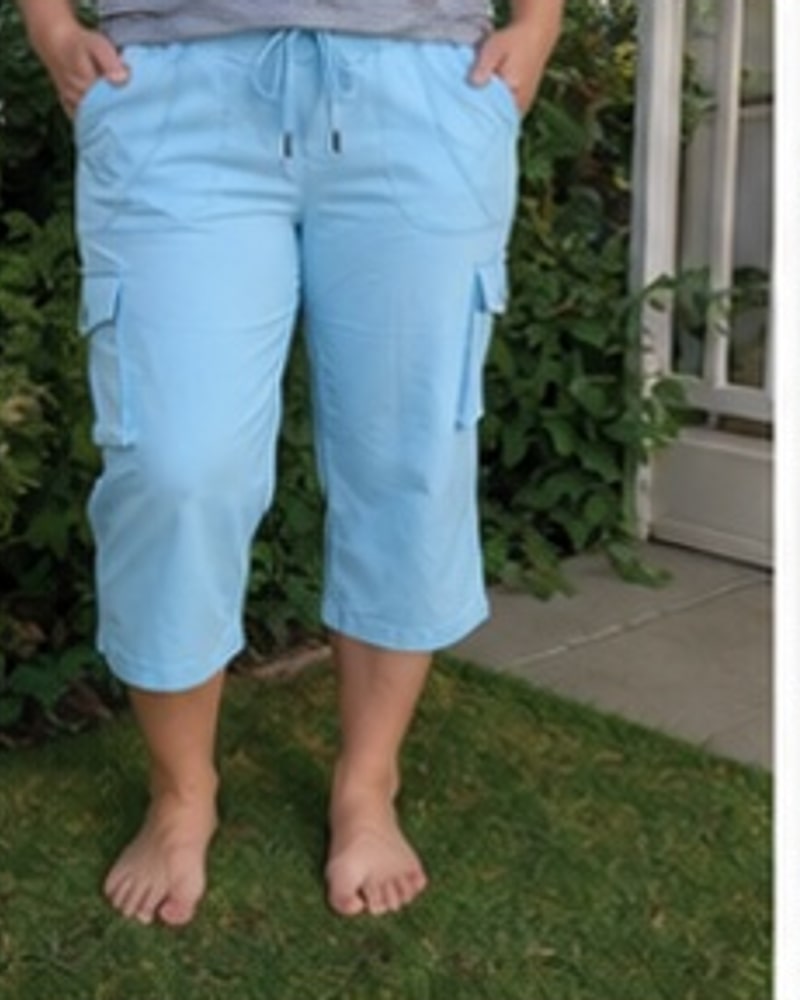 Natural phone-style photo of Women's Stretch Cargo Capri Pants Multipack