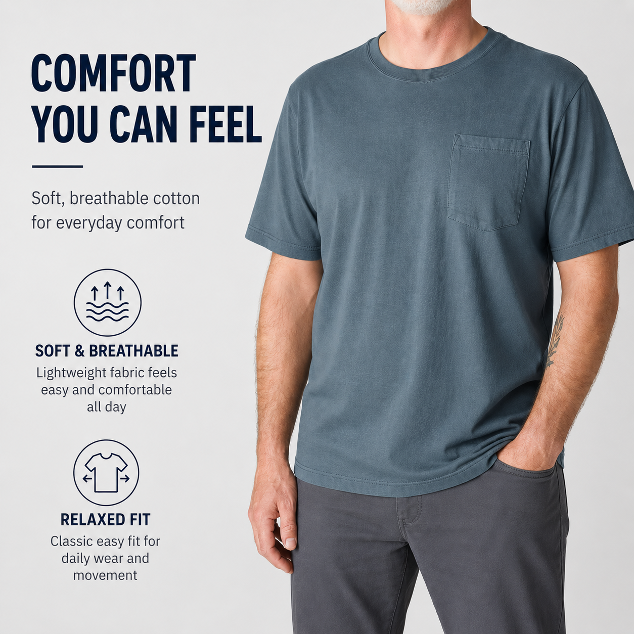 Soft breathable relaxed fit detail image