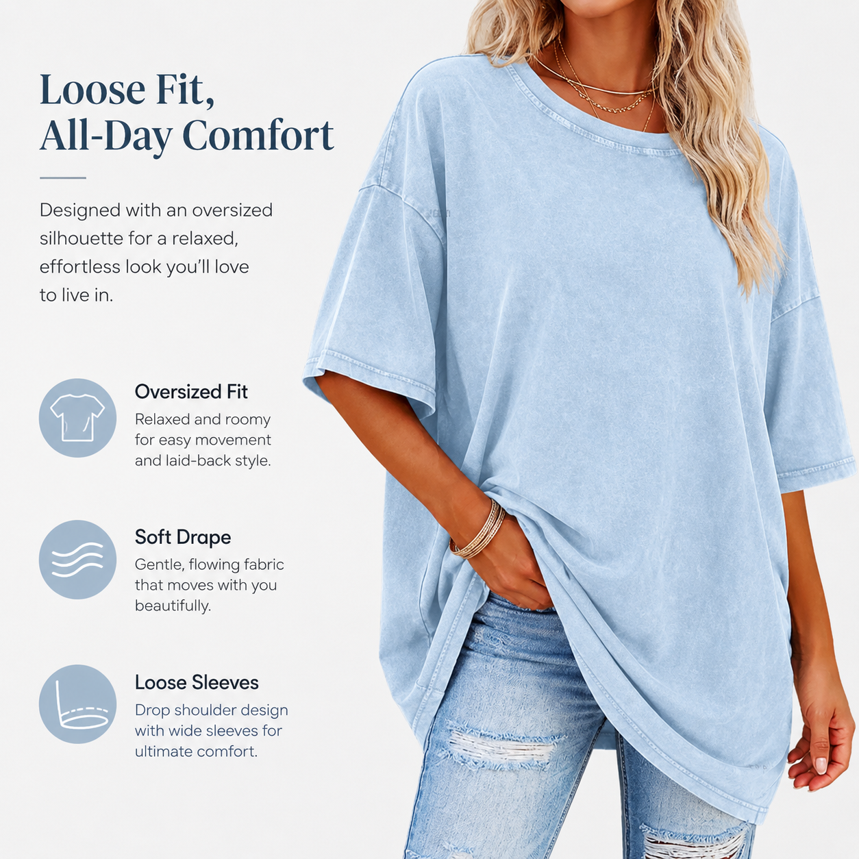 Loose oversized fit and soft drape details
