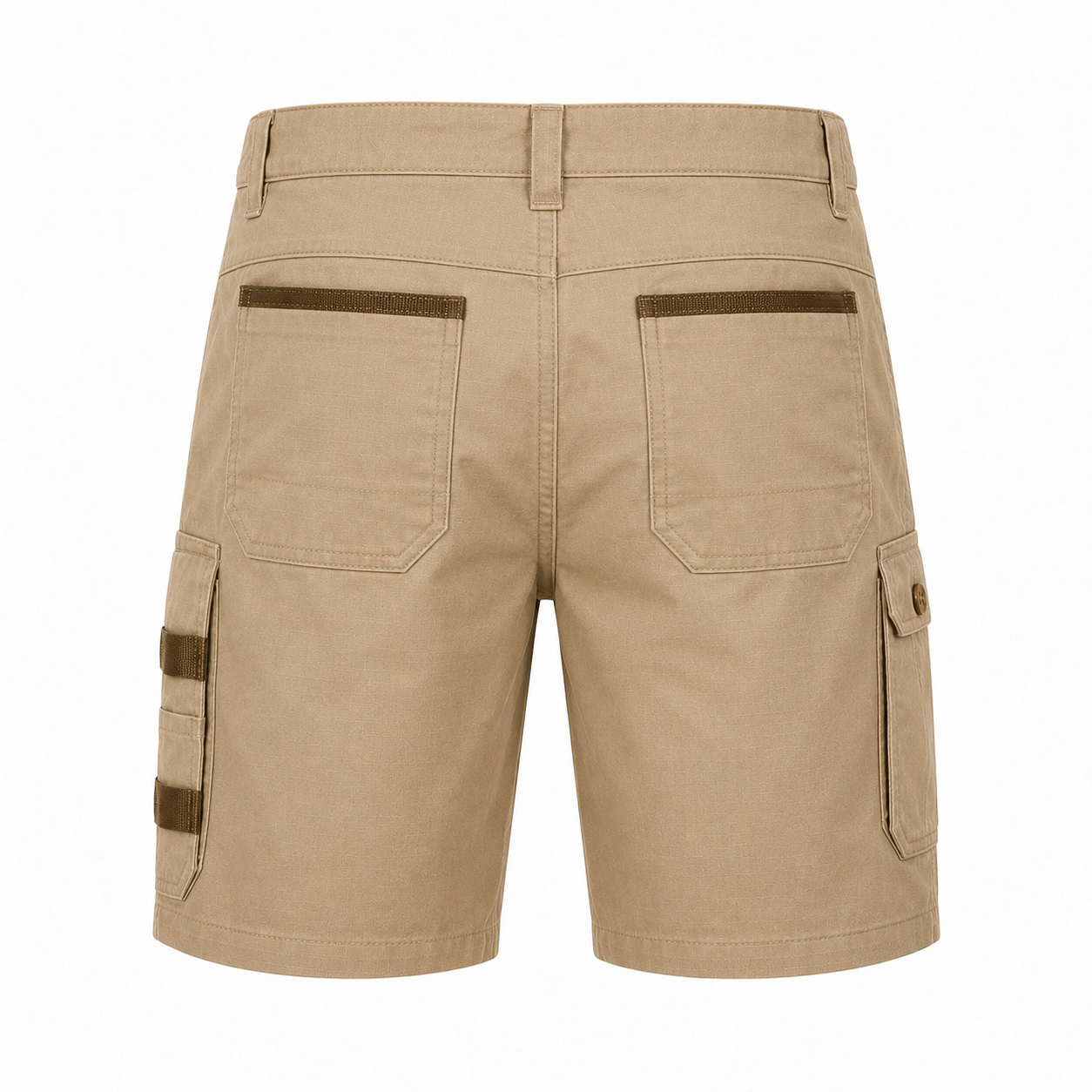 Khaki Tan men's utility cargo shorts back view