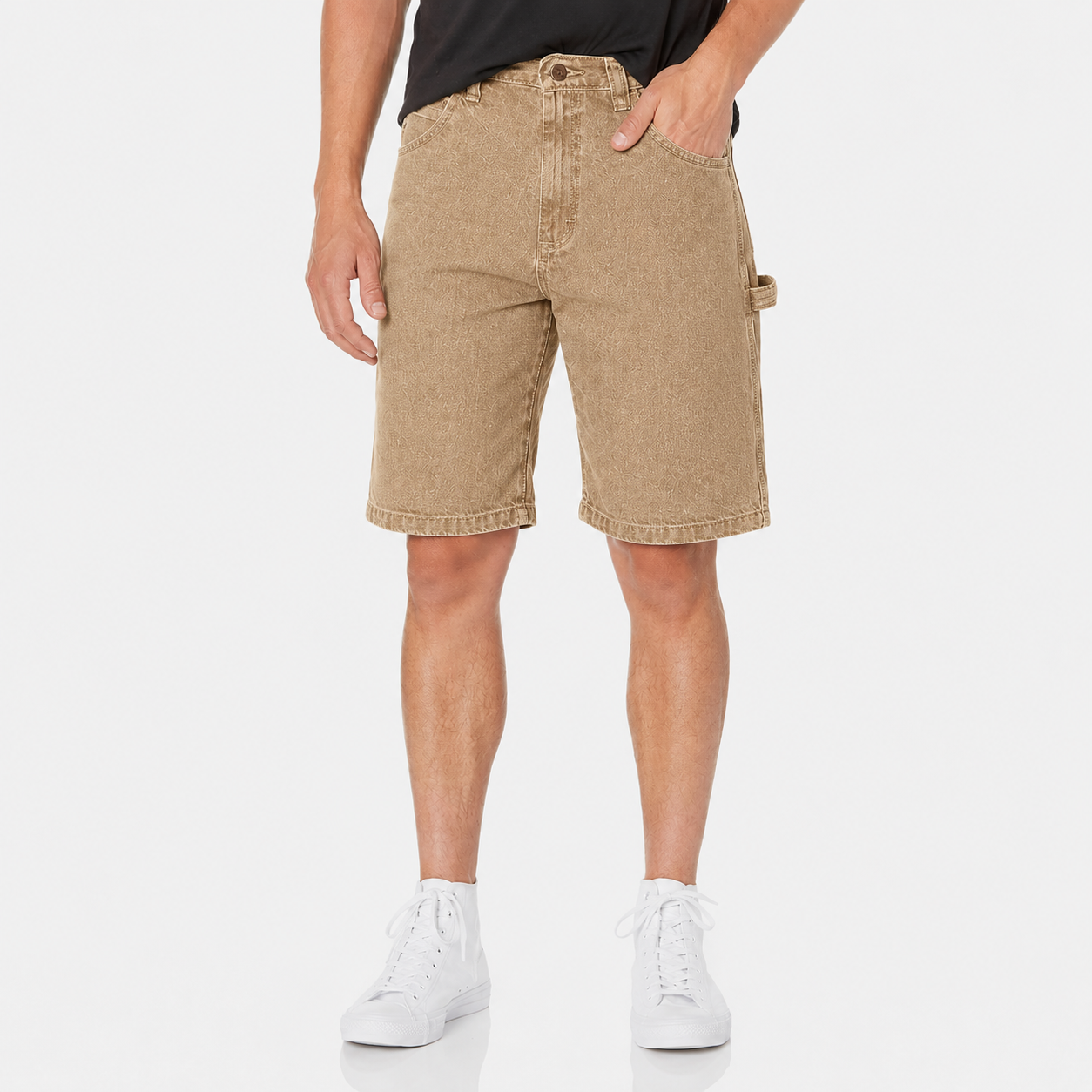 Desert Khaki Denim carpenter shorts front view