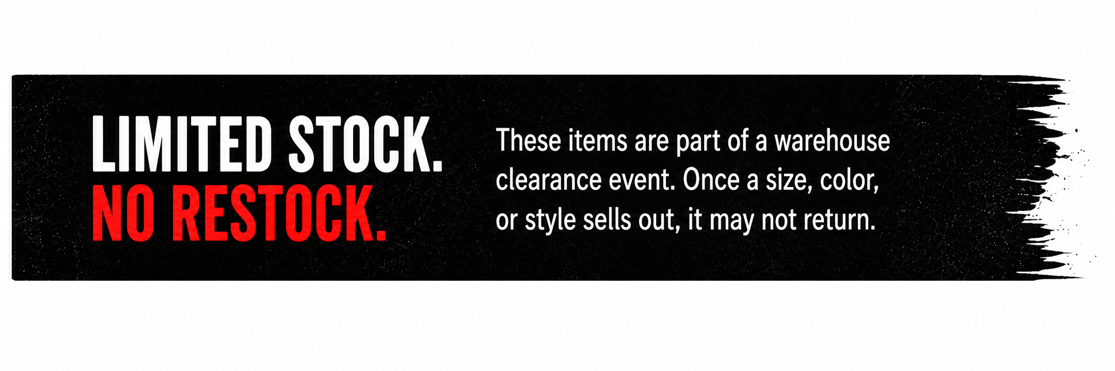 CEIEAC limited stock no restock warehouse banner