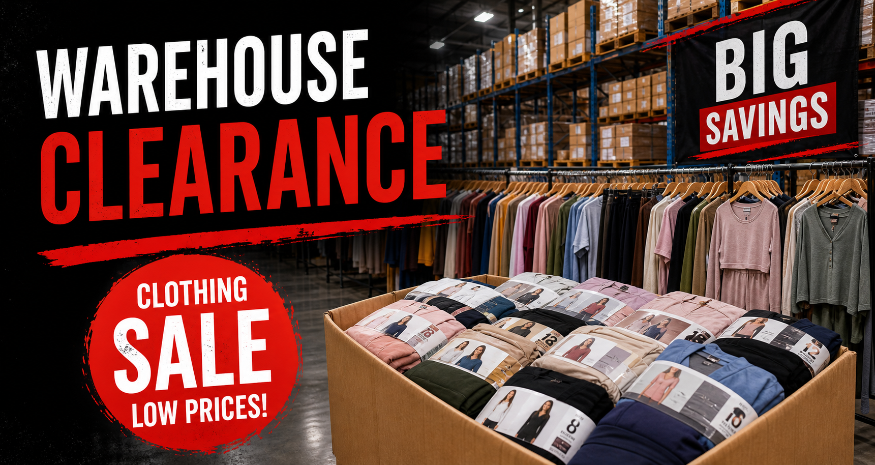 CEIEAC warehouse clearance apparel sale hero
