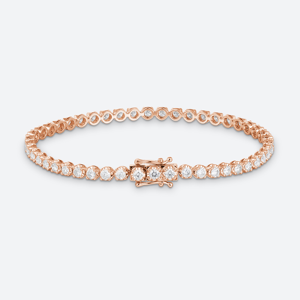 Bezel Lab Diamond Rings 0.9ctw Round Cut Stacked Wedding Rings in Rose Gold