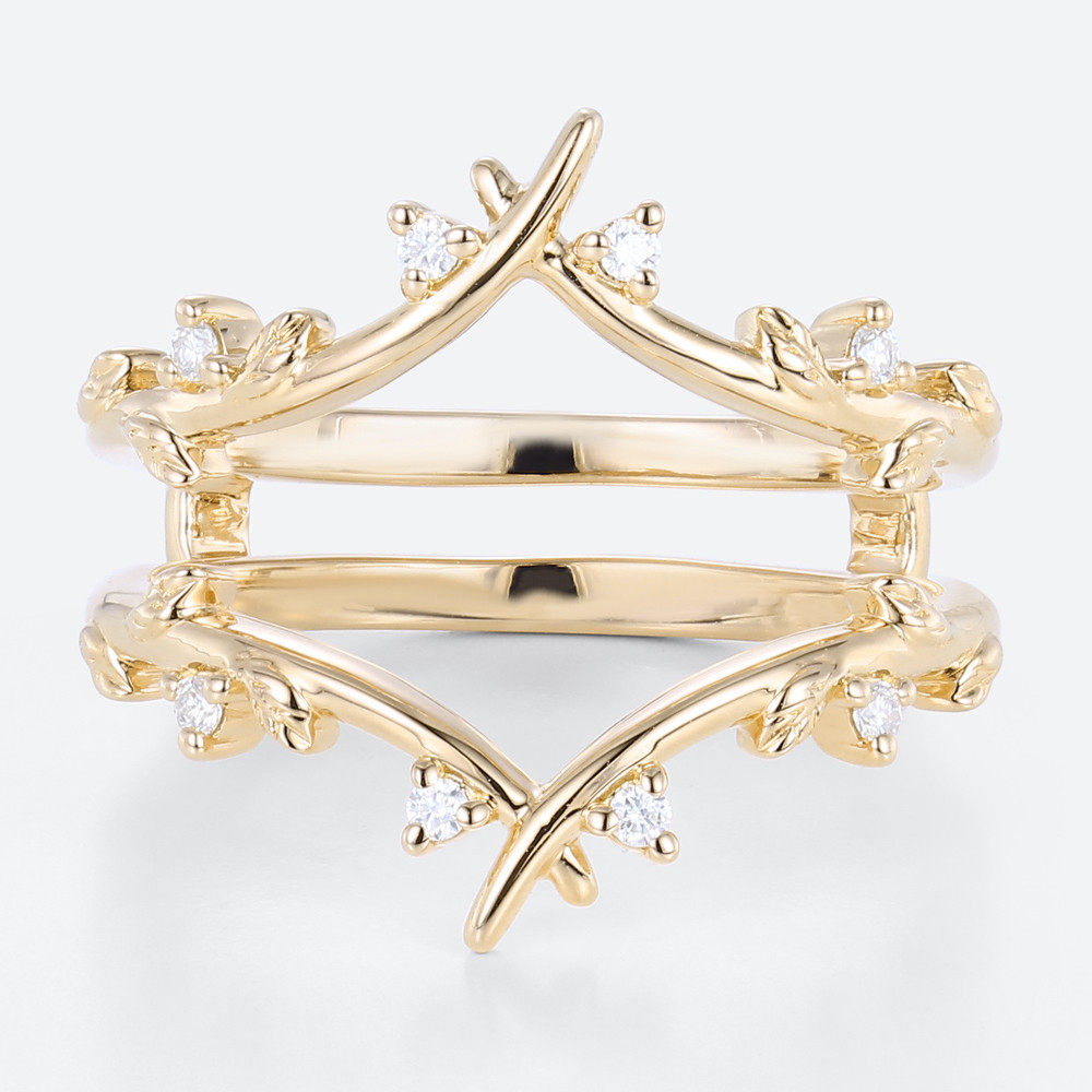 Ring Enhancer Wedding Band Simple 14k Yellow Gold Rings for Women