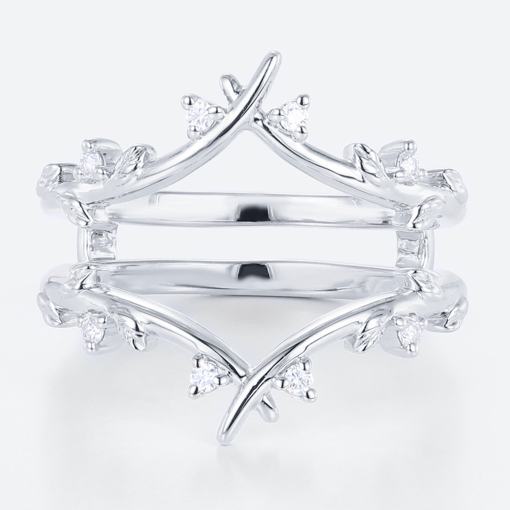 Ring Enhancer Wedding Band Simple 14k White Gold Rings for Women