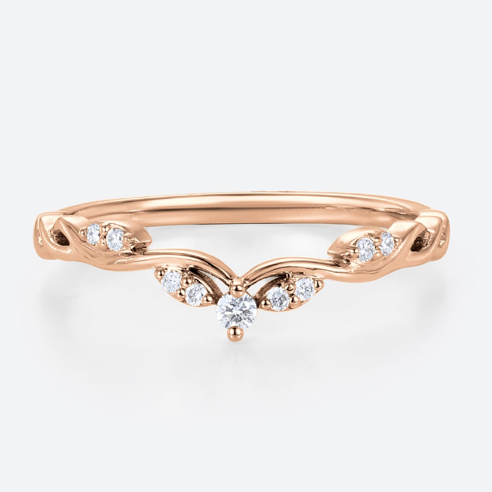 Stacking Ring Lab Diamonds Rings Curved Wedding Band Rose Gold