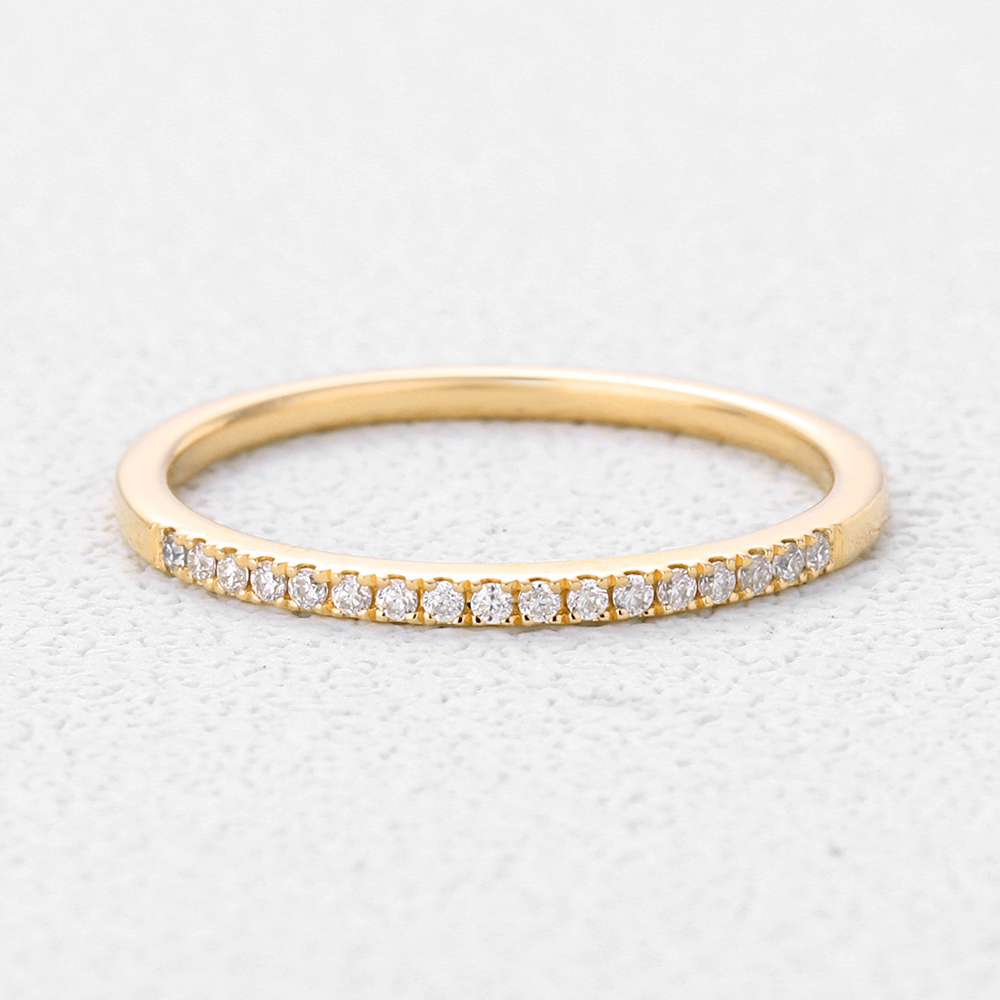 0.09ctw Round Cut Lab Grown Diamond Eternity Ring Pave Wedding Band Stackable Thin Band