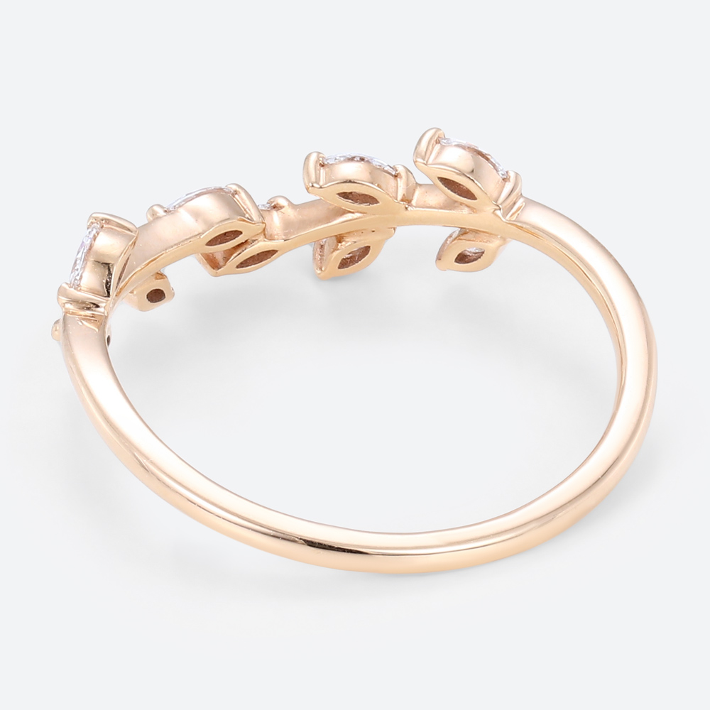 0.27ctw Marquise Cut Lab Grown Diamond Curved Wedding Band Art Deco Promise Ring in Rose Gold (3)