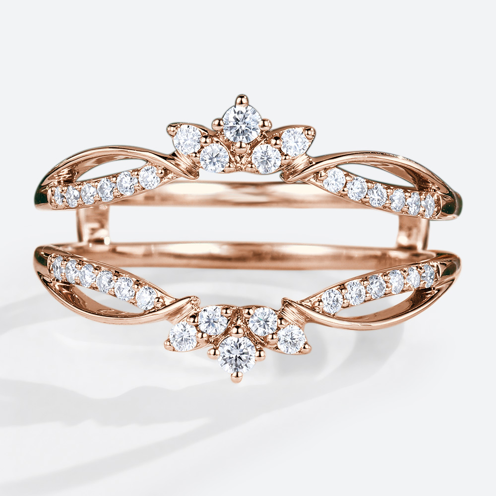 0.38ctw Round Cut Lab Grown Diamond Rings Enhancer Rings Double Wedding Band in rose Gold