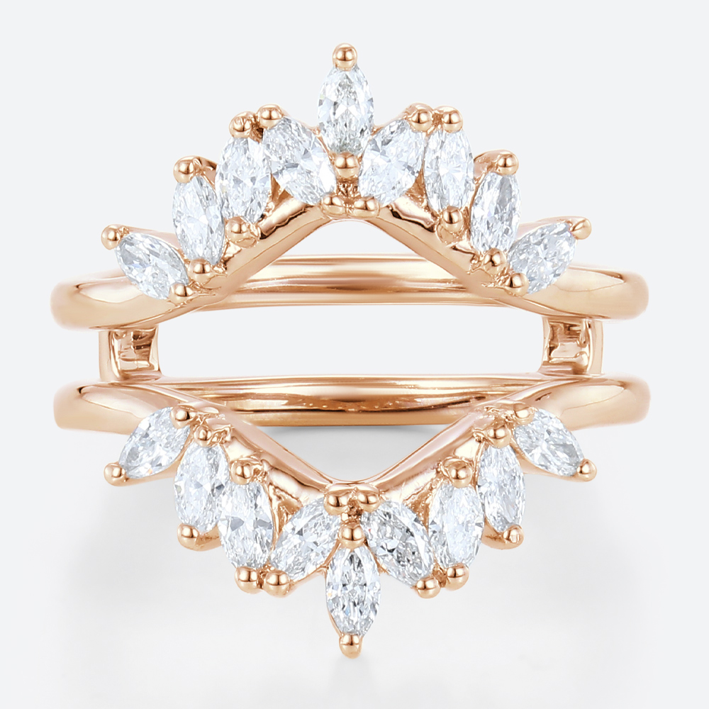 Double Band Wedding Ring Marquise Diamond Rings Lab Diamonds