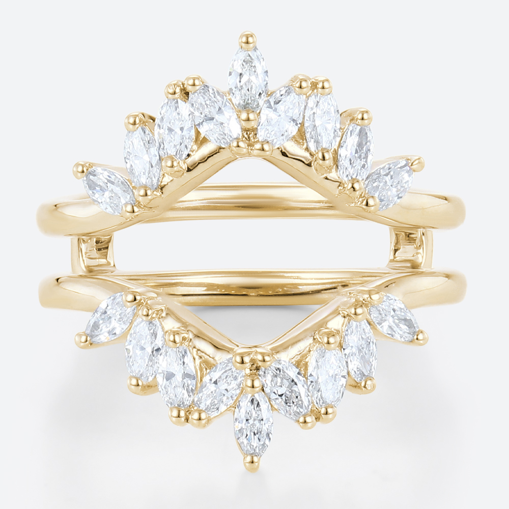 Double Band Wedding Ring Marquise Diamond Rings Lab Diamonds