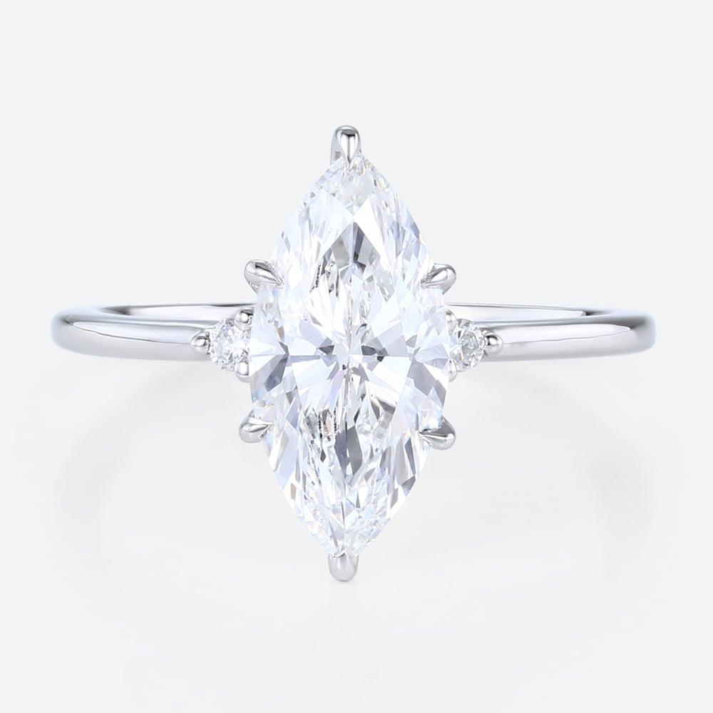 2ct Lab Grown Diamond Rings​ Marquise Cut Three Stone Promise Ring in White Gold