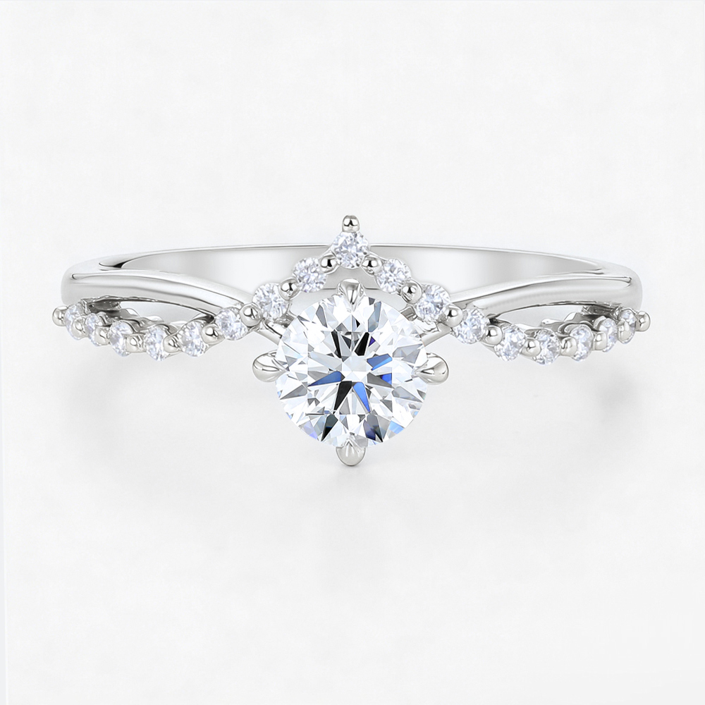 0.5ct Round Lab Grown Diamond Rings Crossover Promise Ring in White Gold