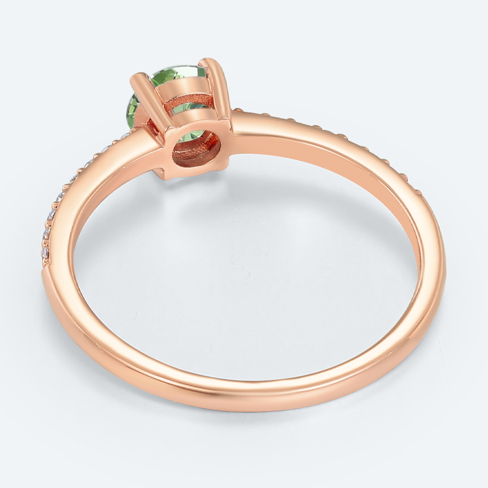 0.5ct Fancy Green Lab Diamond Ring | Rose Gold Pavé Band