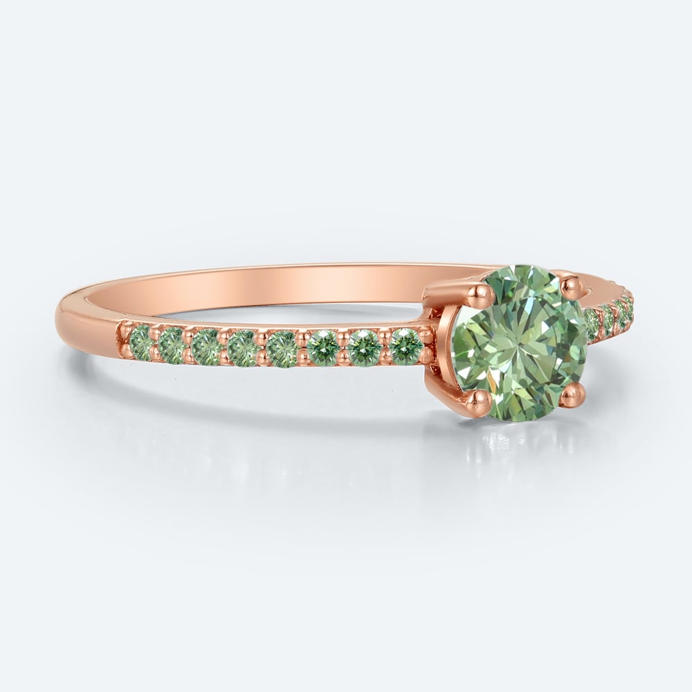 0.5ct Fancy Green Lab Diamond Ring | Rose Gold Pavé Band