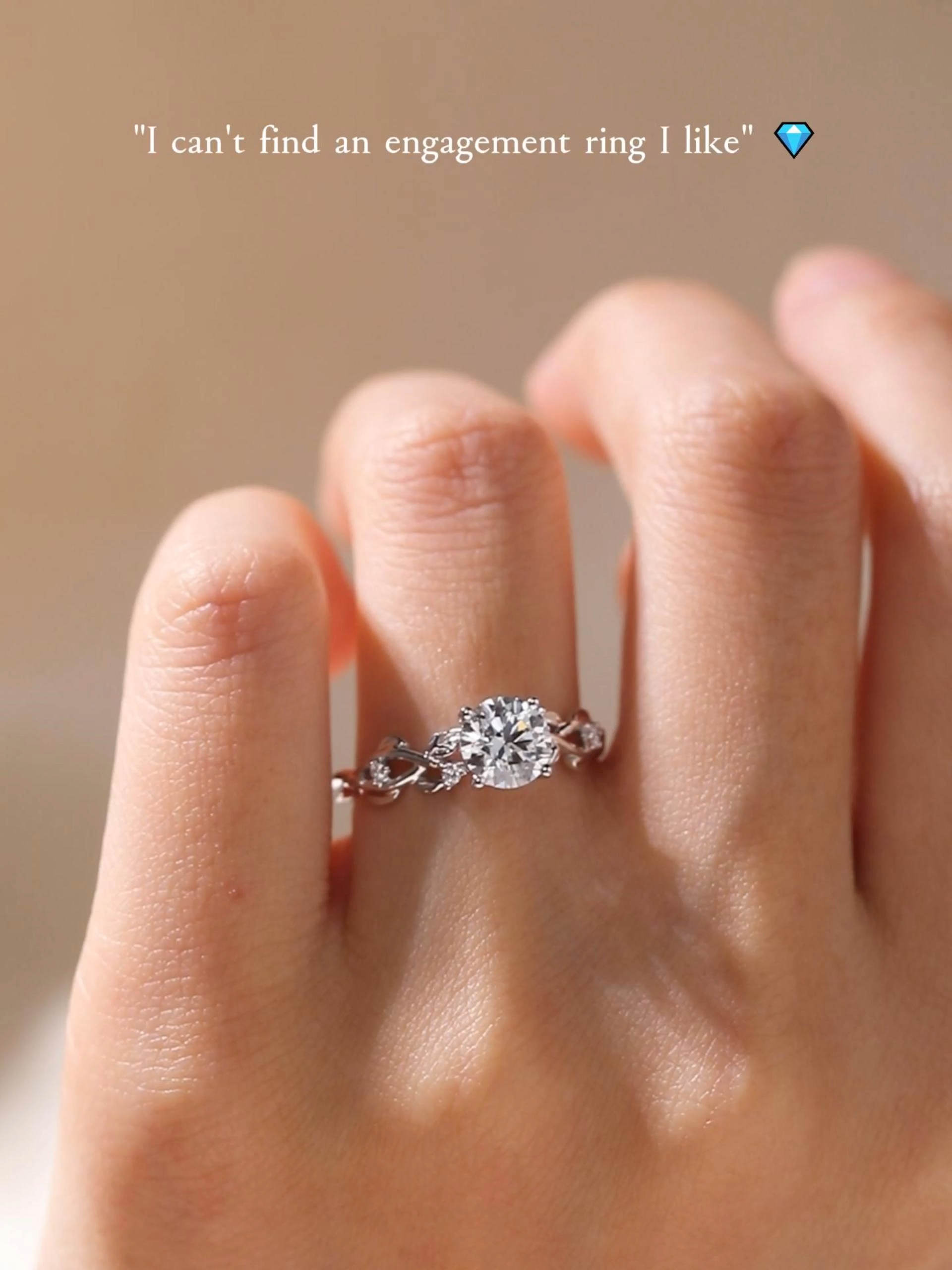 1ct Round Cut Lab Grown Diamond Botanical Vine Engagement Ring in White Gold