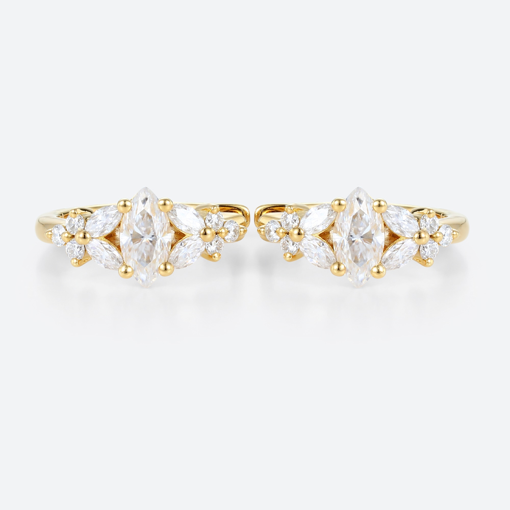 Lab Diamond Hoop Earrings​ Marquise Cut Diamond Floral Earrings