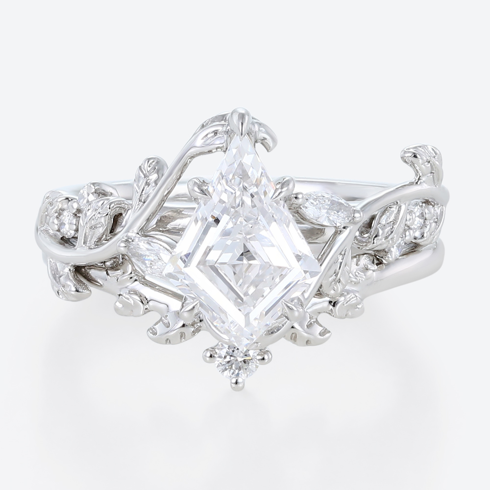 1ct Lab Diamond Ring​ Sets Vine Nature Inspired Engagement Ring in White Gold