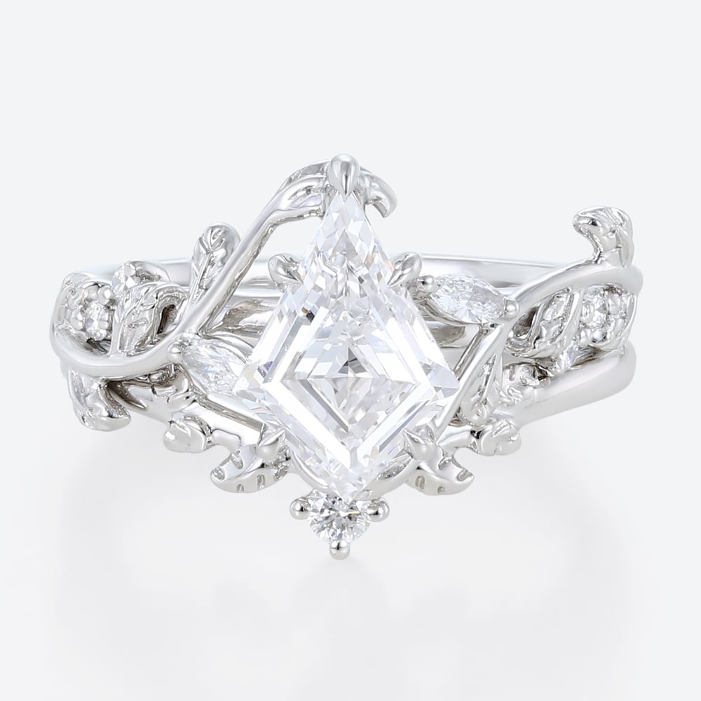 Everyday Luxury Jewelry: 1ct Lab Diamond Ring​ Sets Vine Nature Inspired Engagement Ring in White Gold