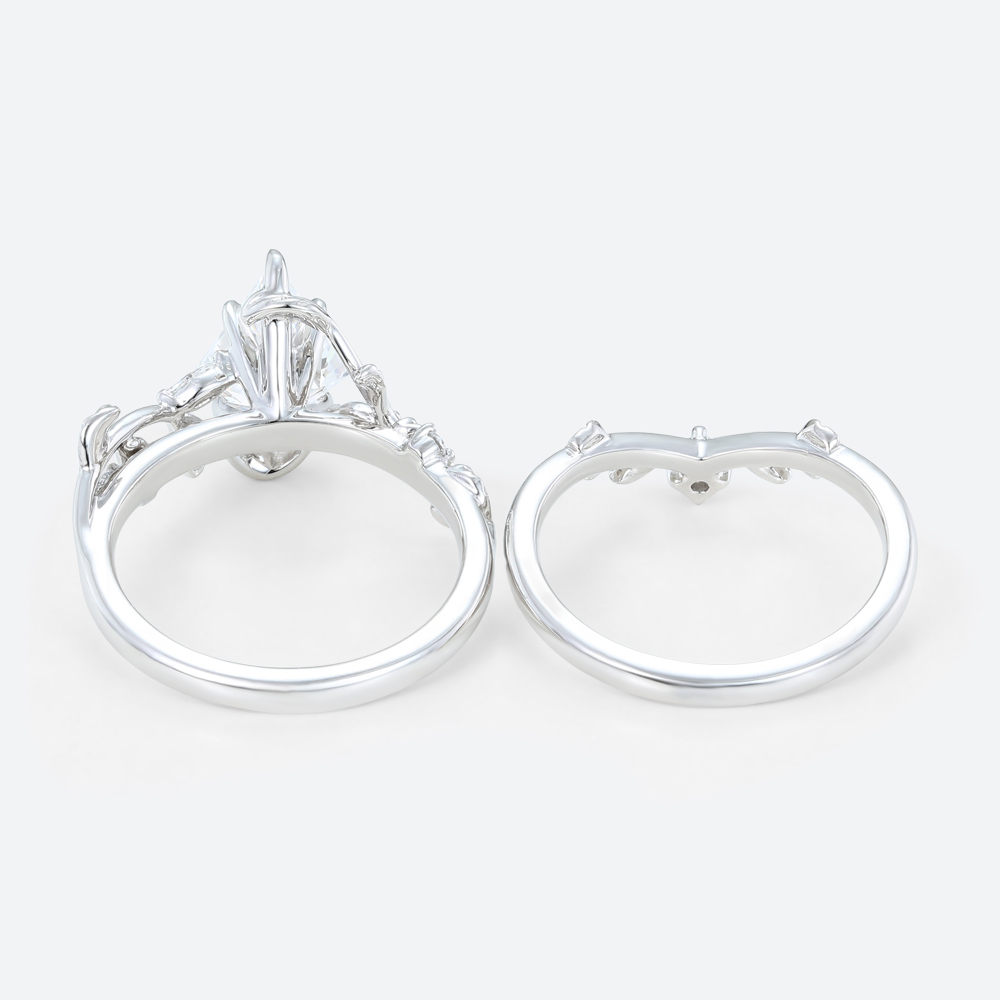 1ct Lab Diamond Ring​ Sets Vine Nature Inspired Engagement Ring in White Gold