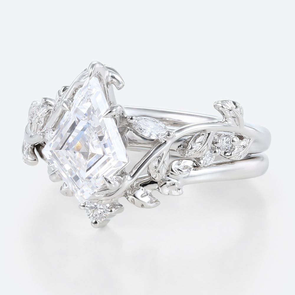 1ct Lab Diamond Ring​ Sets Vine Nature Inspired Engagement Ring in White Gold