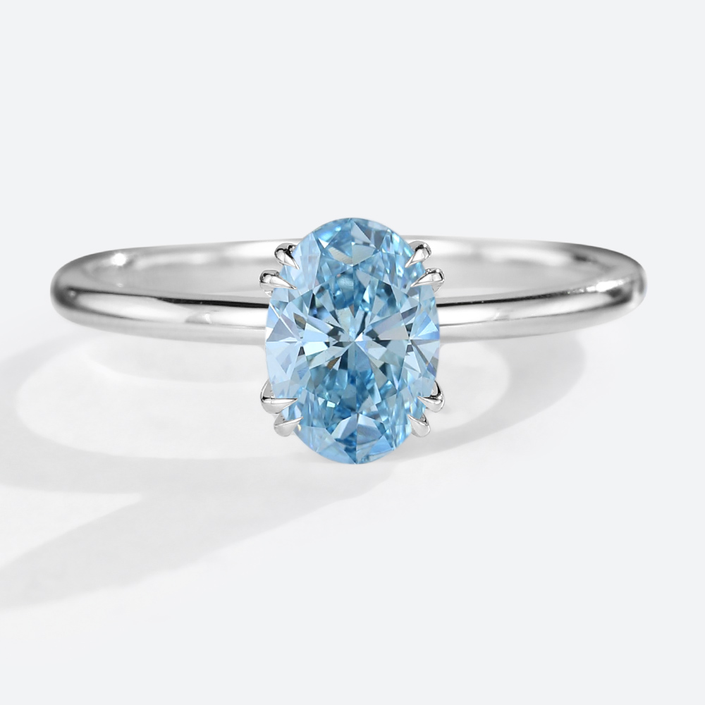 Lab Grown Blue Diamond 1.5 Carat Solitaire Diamond Ring