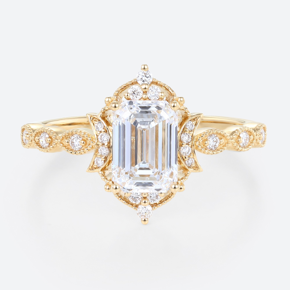 Emerald Cut Eternity Band Lab Diamonds Rings Yellow Gold Ring