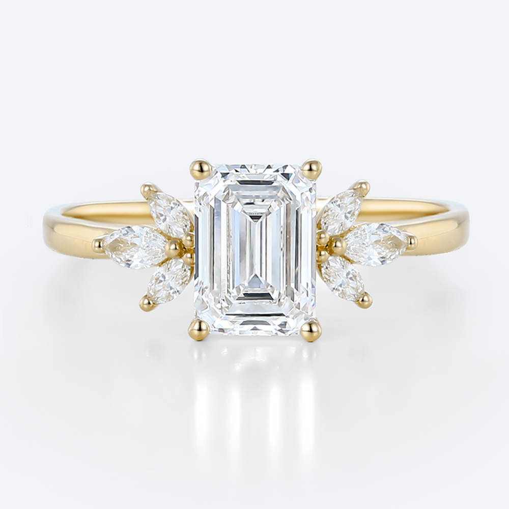 Lab Diamond Ring Emerald Cut Engagment Rings Simple Gold Ring