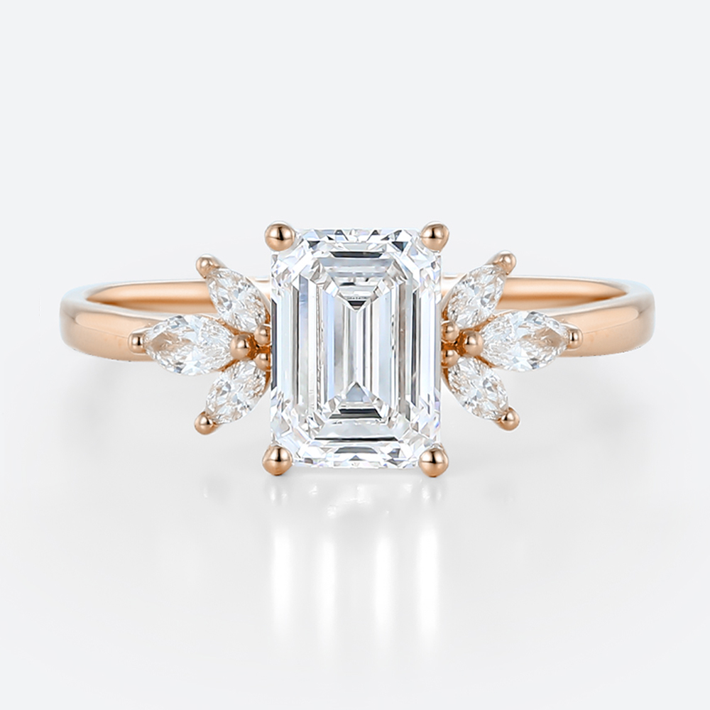 Lab Diamond Ring Emerald Cut Engagment Rings Simple Gold Ring